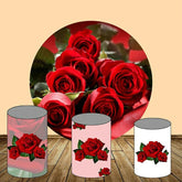 Natur Rot Rosen Runden Hochzeit Dekoration Hintergrund Bausatz